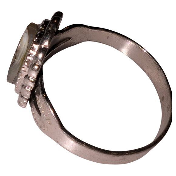 Vintage Sterling Silver Abalone Ring Size 4.75 - Picture 3 of 5